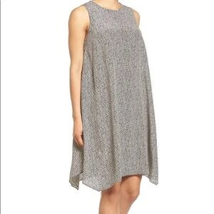 EILEEN FISHER Silk Black White Dot Sleeveless Swing Dress Medium